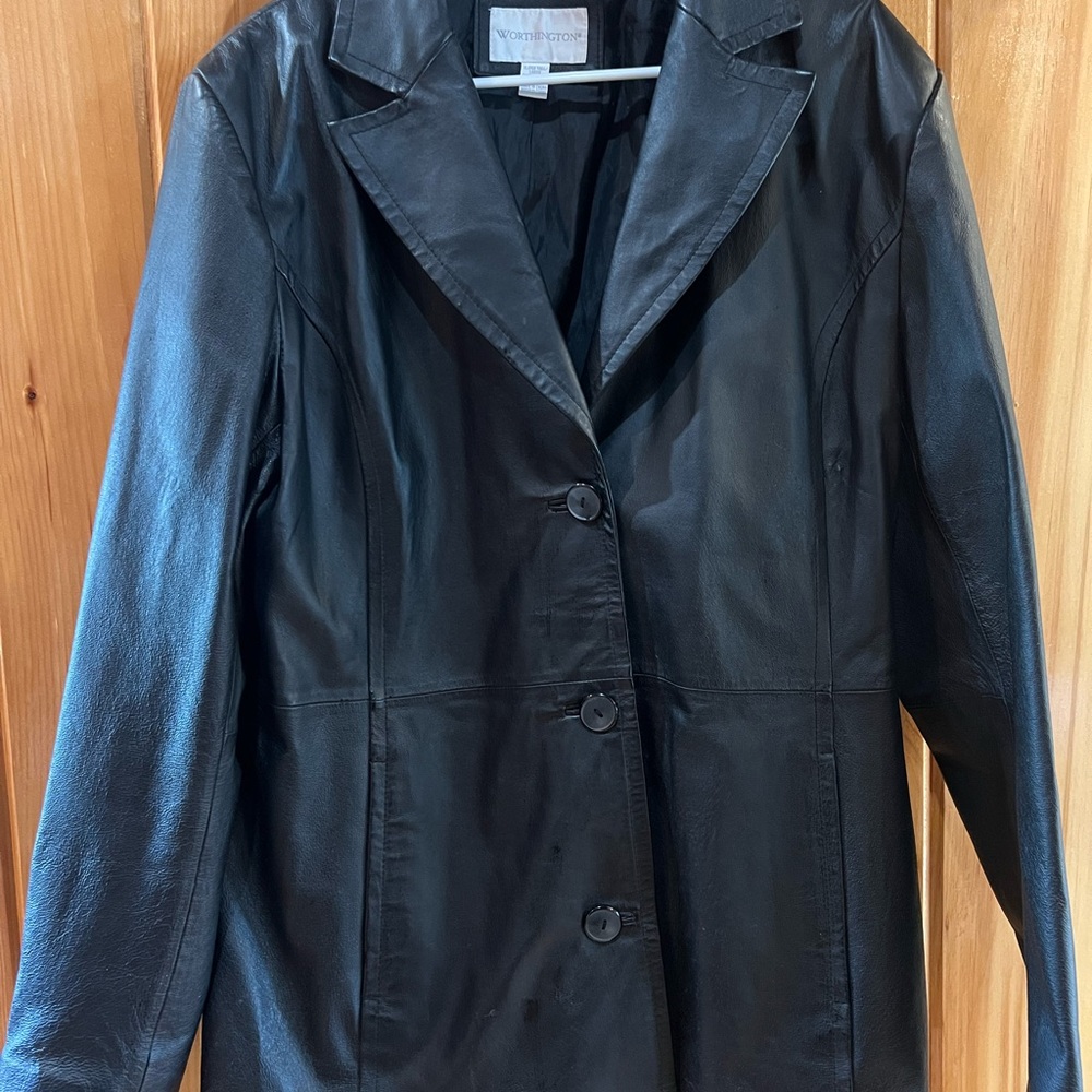 Worthington Black Leather Blazer Jacket